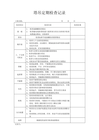 塔吊检查记录表