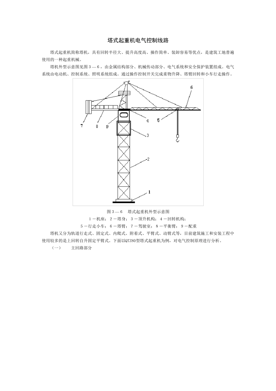 塔吊电气控制线路原理说明_第1页