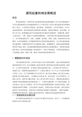 塔式起重机文献综述