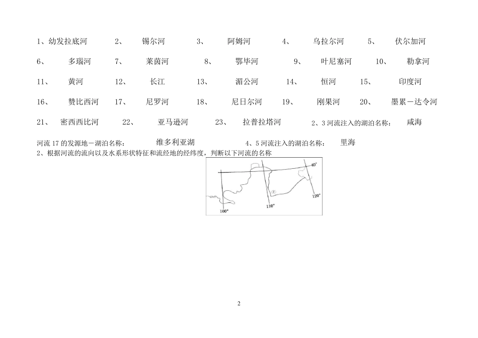 填图练习世界主要河流_第2页