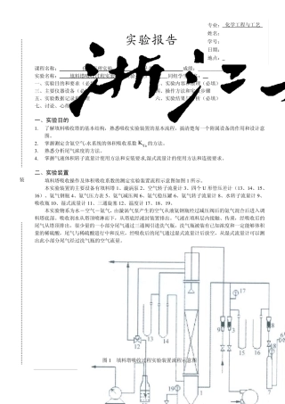 填料塔吸收过程实验