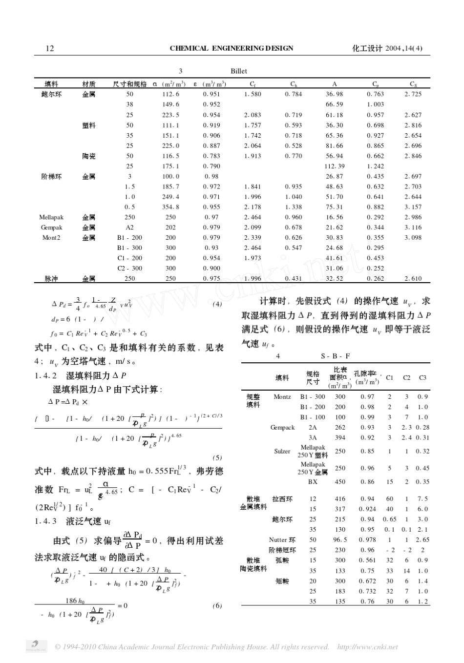 填料塔泛点_压降模型计算比较_第3页