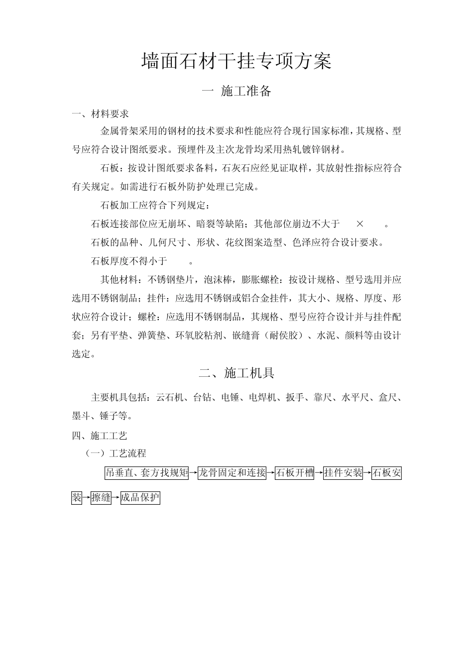 墙面干挂石材专项施工方案_第1页