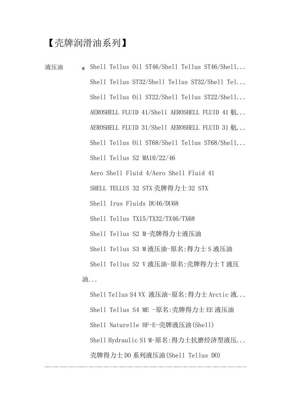 壳牌润滑油系列总汇_第1页