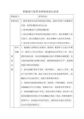 处方或用药医嘱在转抄和执行时的核对程序督导检查记录