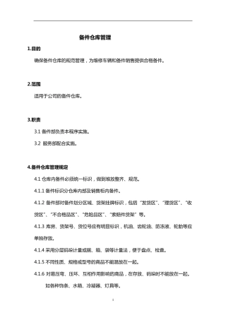 备件仓库管理制度