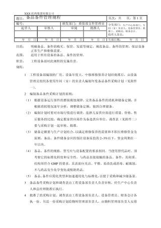 备品备件管理规程