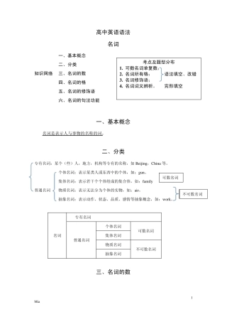 备战2016高考高中英语语法名词详解