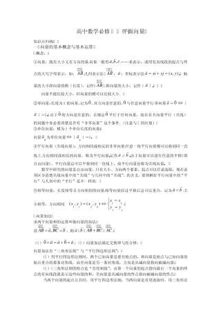 备战高考高中数学平面向量知识点总结
