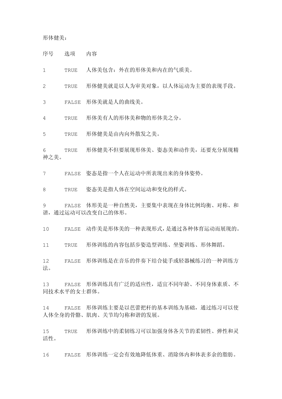 复旦大学体育理论考试专项题库形体健美_第1页