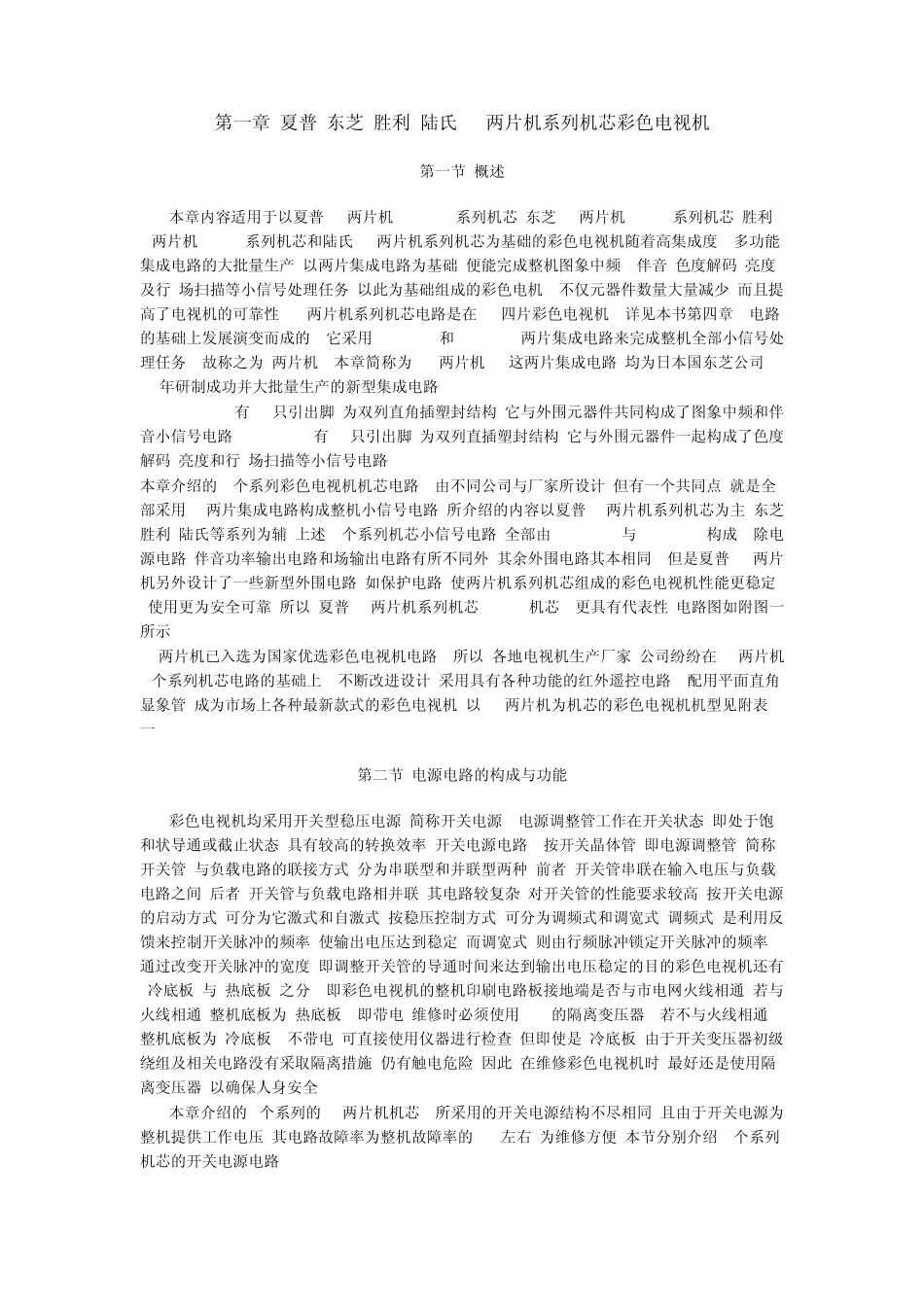 夏普东芝胜利陆氏TA两片机系列机芯彩色电视机原理与维修_第1页