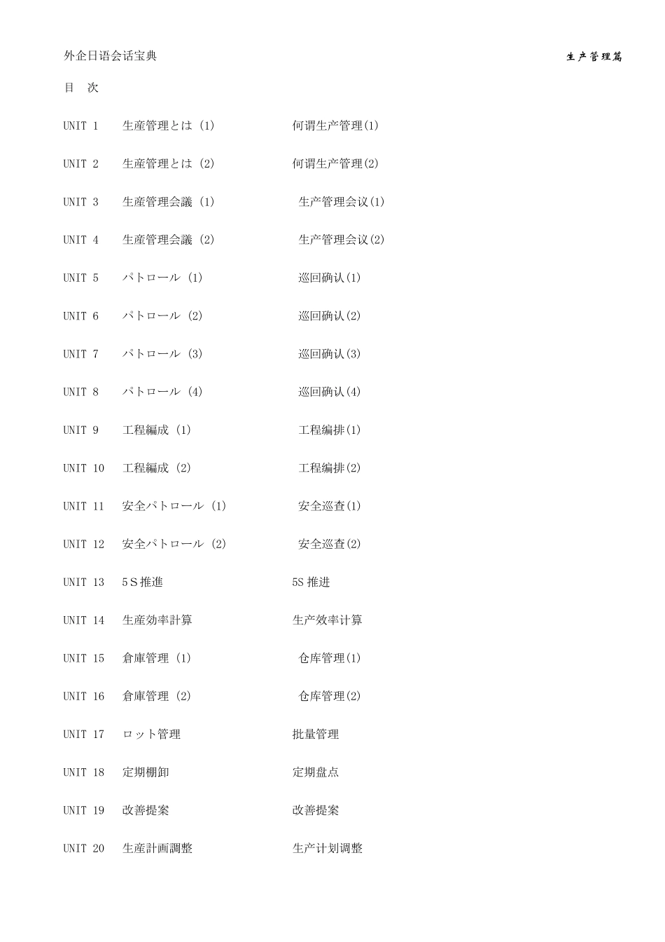 外企日语会话宝典(生产管理篇)完善版_第1页