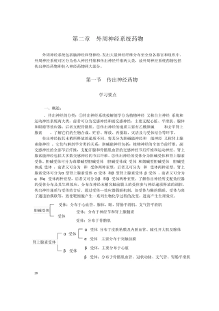 外周神经系统药物药理学及试题