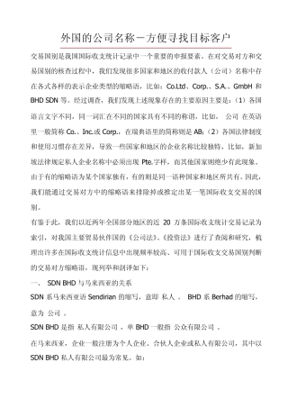 外国的公司名称(外贸学习)