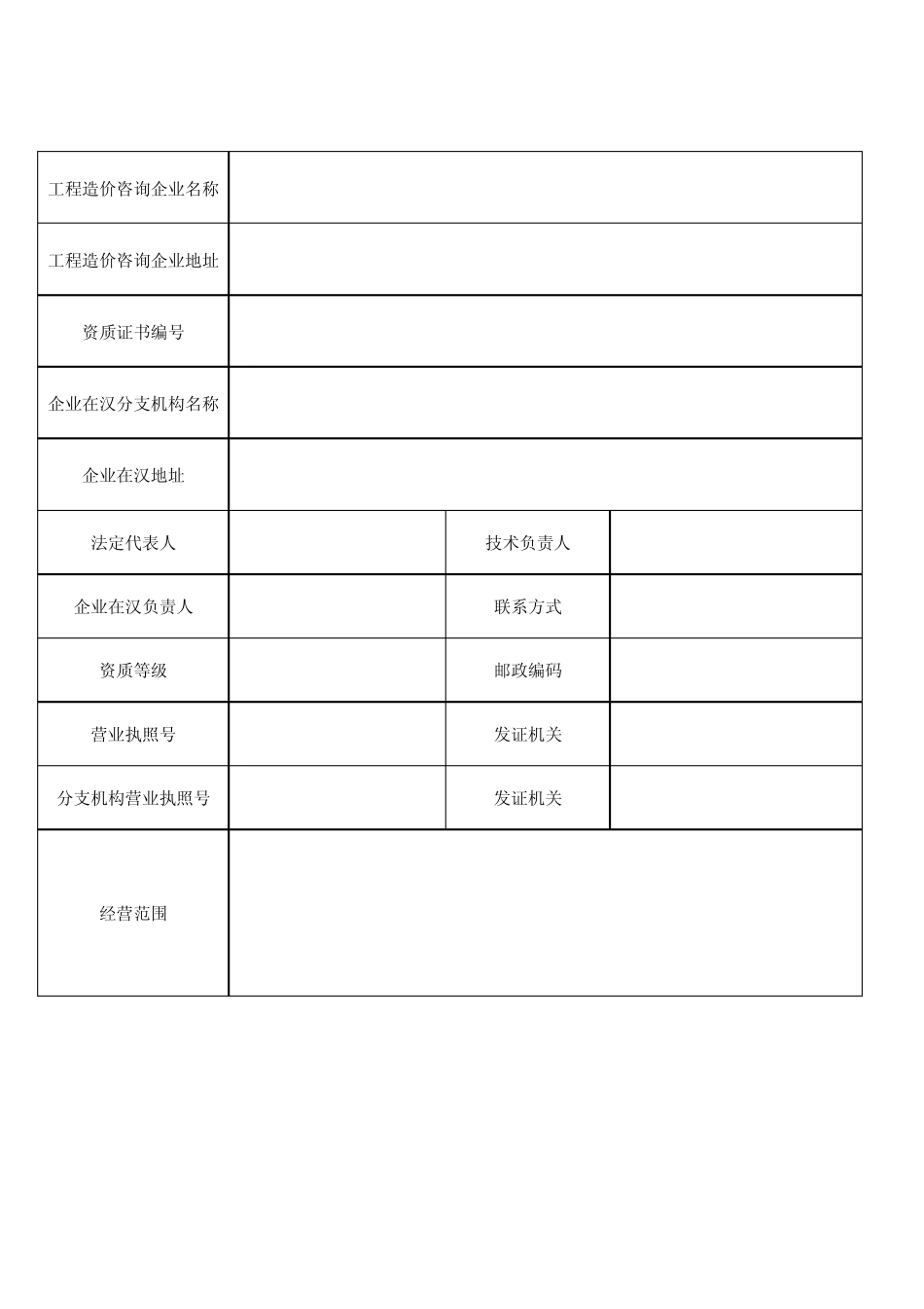 外地来汉咨询企业登记表_第1页