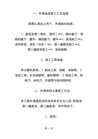 外墙油漆施工工艺流程