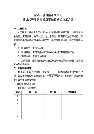 外墙脚手架及干挂铝塑板施工方案
