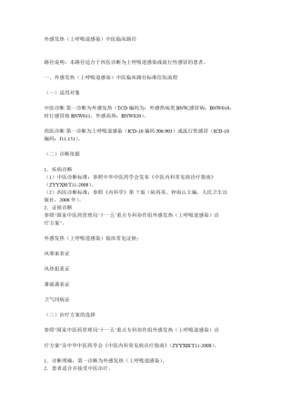 外感发热(上呼吸道感染)临床路径