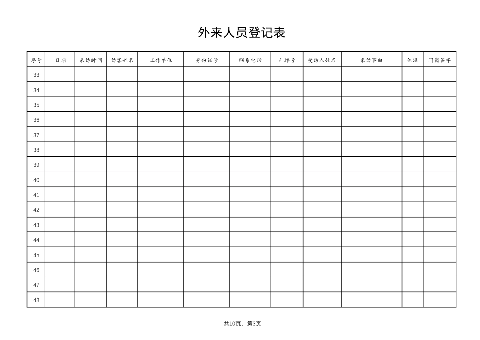 外来人员登记表(疫情期间)_第3页