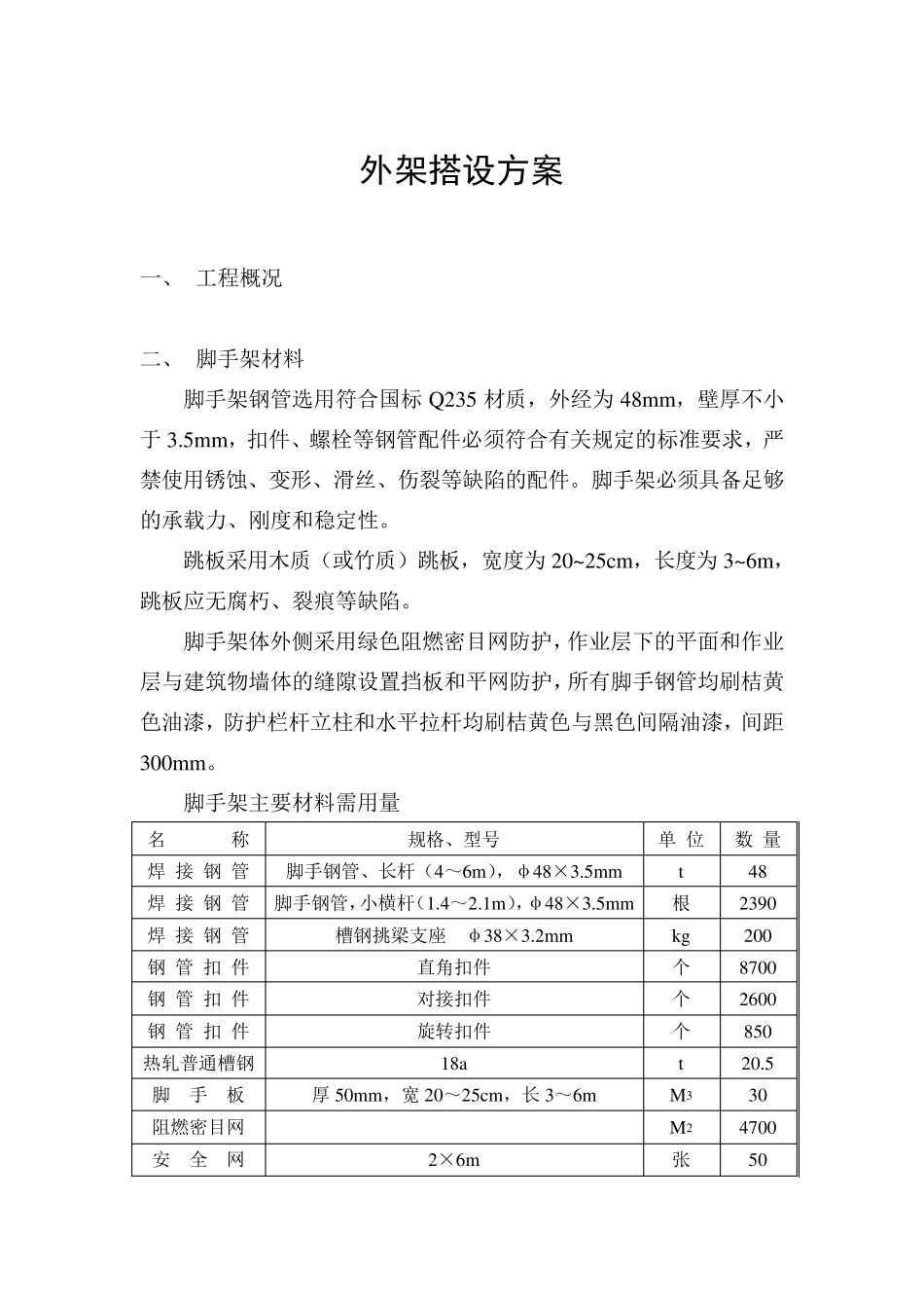 外架搭设方案_第1页