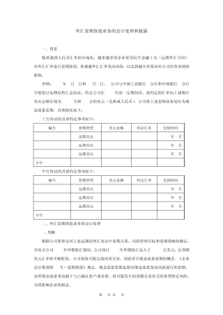 外汇套期保值业务的会计处理和披露
