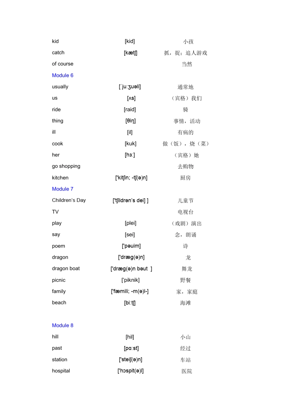 外研新版小学二年级下册英语单词表(含音标,打印版)_第3页