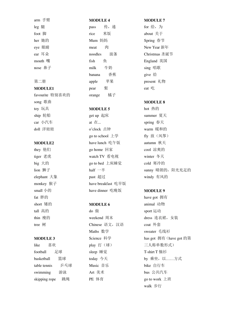 外研版(三年级起)小学英语单词总表_第2页