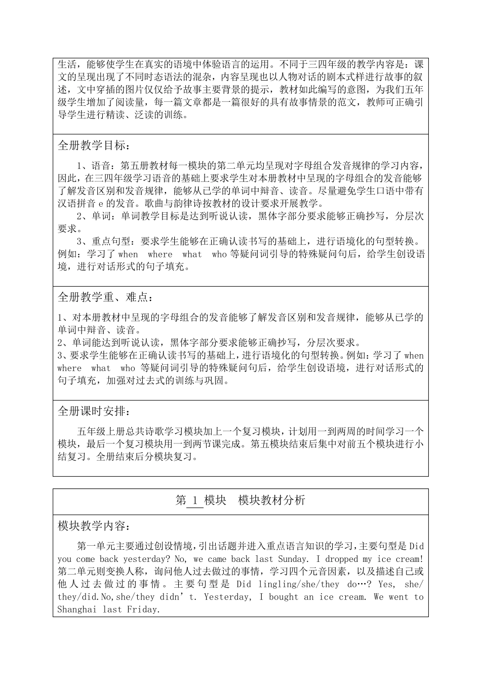 外研版(三年级起点)小学英语五年级上册全册教案_第2页