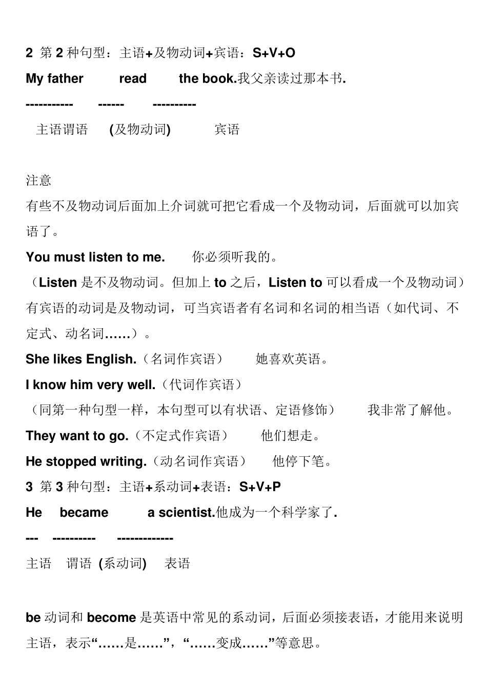 外研版《初中英语语法总汇》五种基本句型详解_第3页