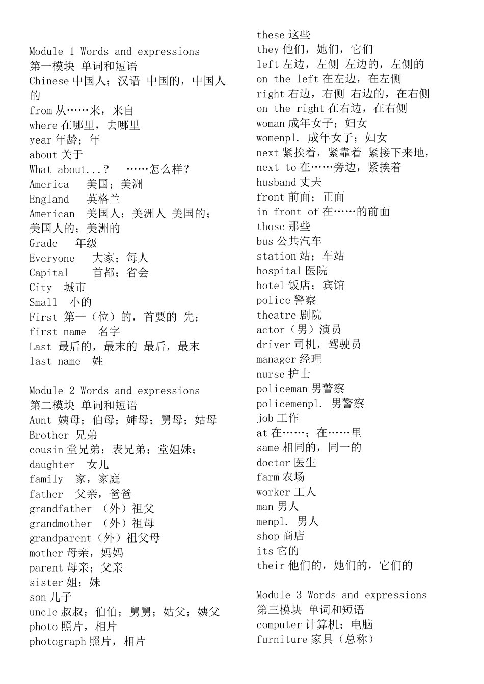 外研版七年级上册英语单词汇总表_第1页