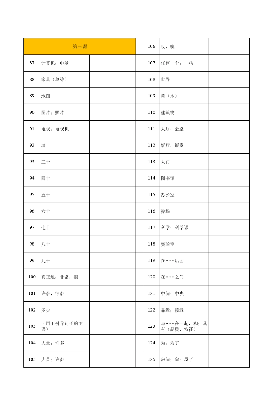外研版七年级上册英语单词表(默写专用)_第3页
