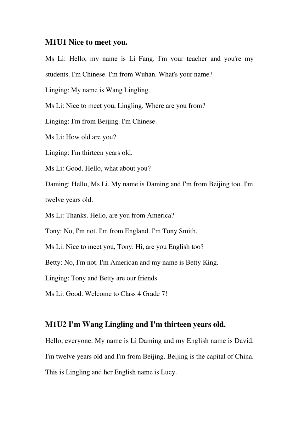 外研版七年级上册英语课文电子版_第1页