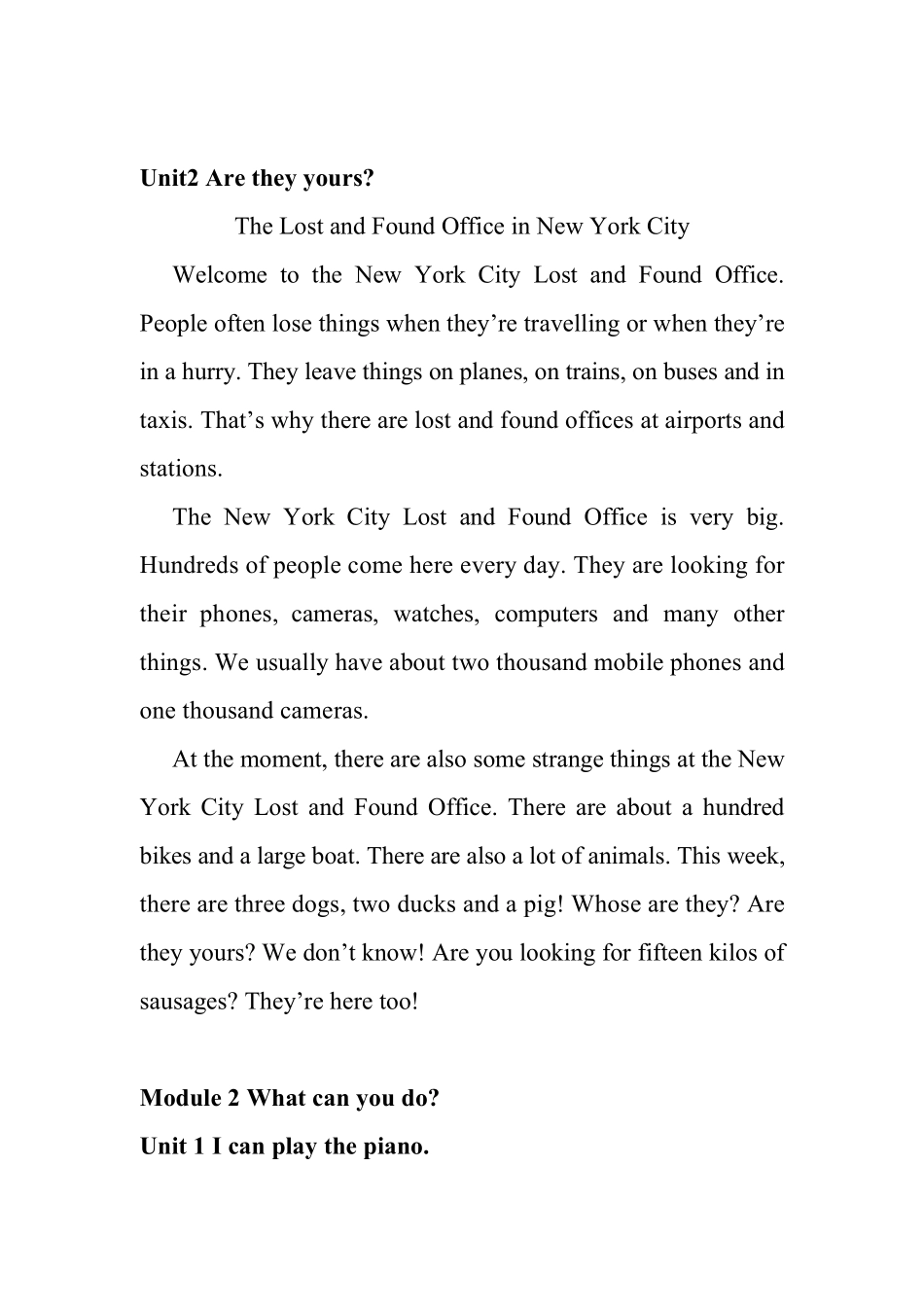 外研版七年级下英语课文_第2页