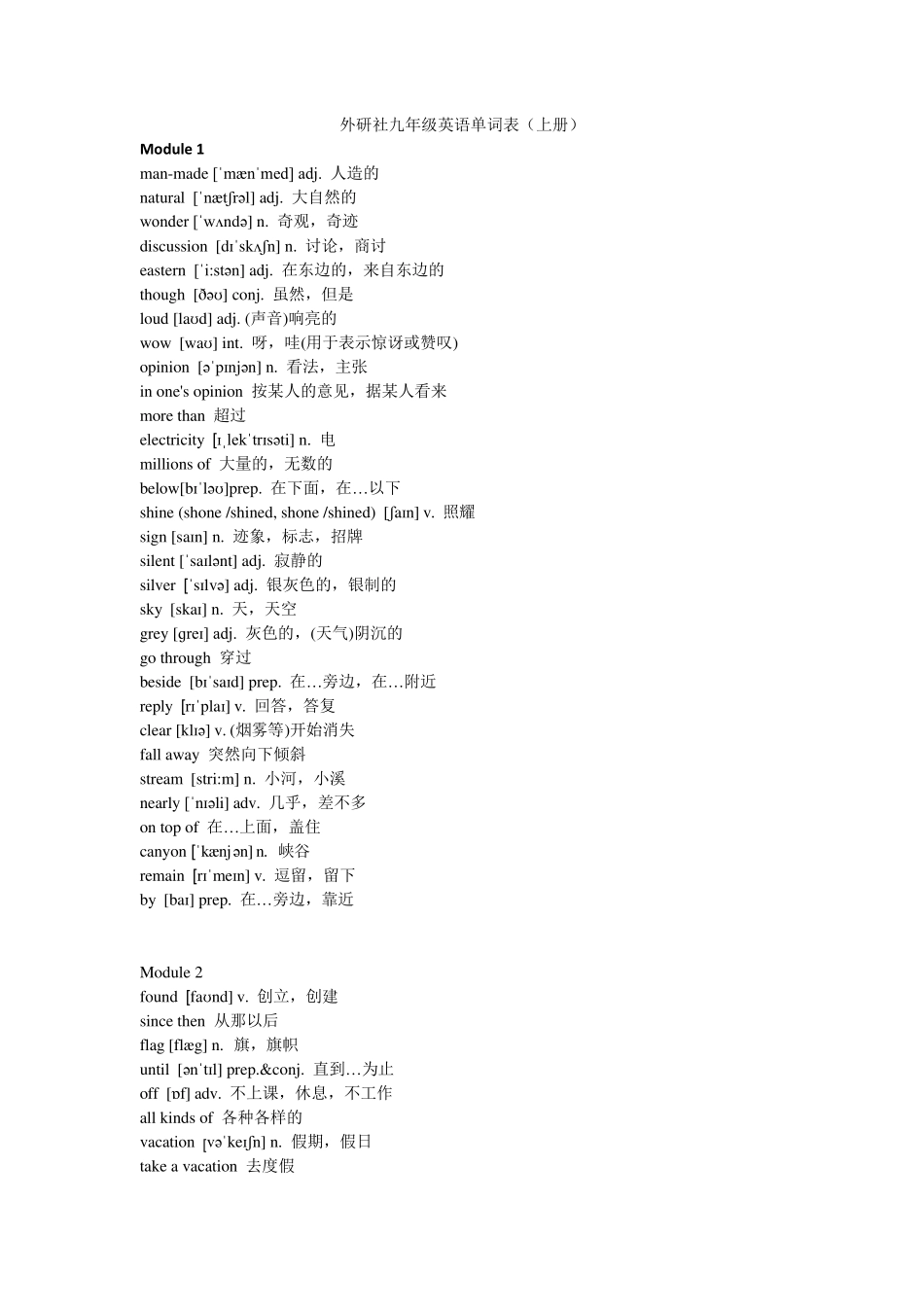 外研版九年级英语单词表(上册)_第1页