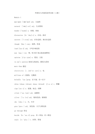 外研版九年级英语单词表