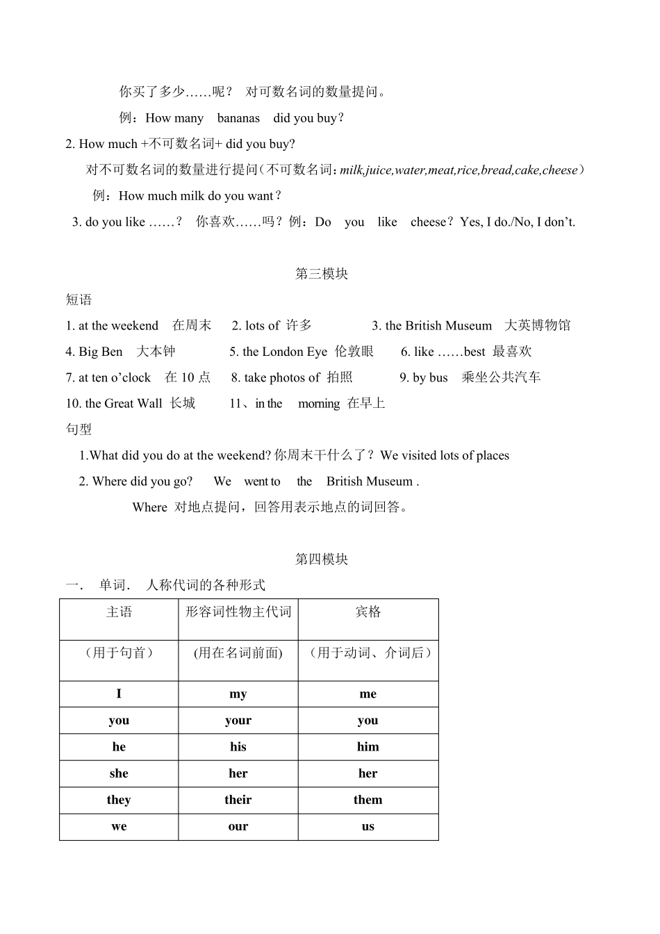 外研版五年级英语重点句型和短语复习资料_第2页