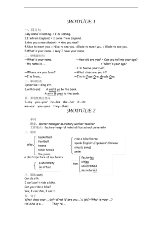 外研版初一英语(上册)知识点归纳
