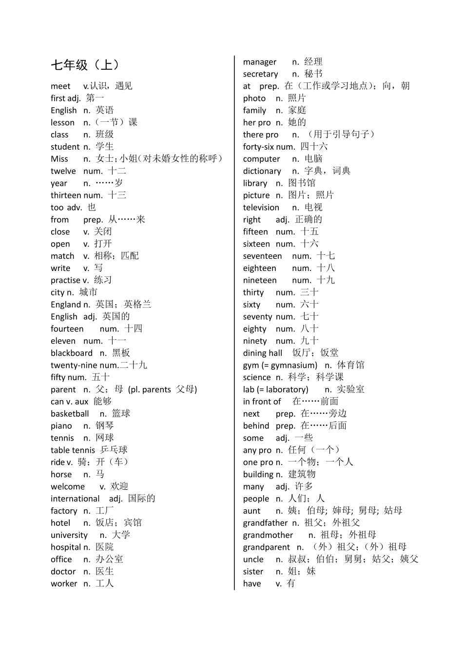 外研版初中三年全部英语单词表_第1页