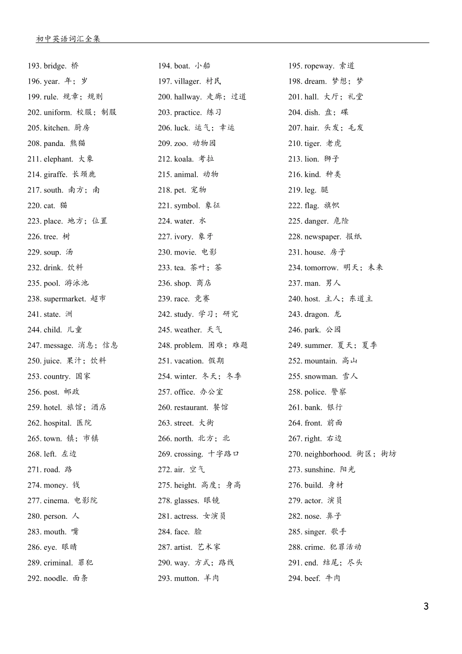 外研版初中英语分册词汇(初一到初三全部词汇汇编)_第3页