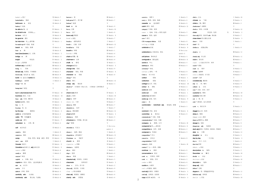 外研版初中英语词汇表_第2页