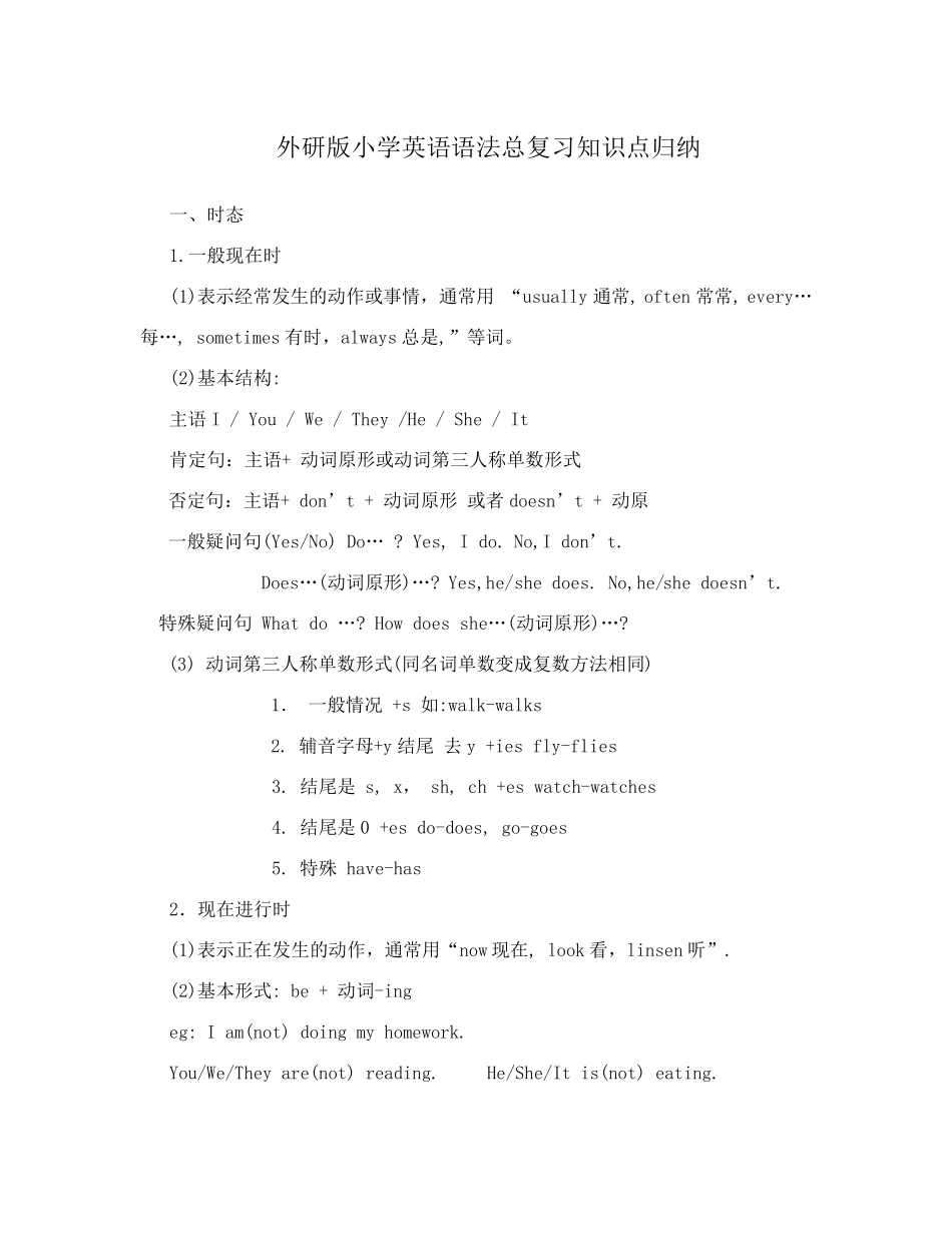 外研版小学英语语法总复习知识点归纳_第1页