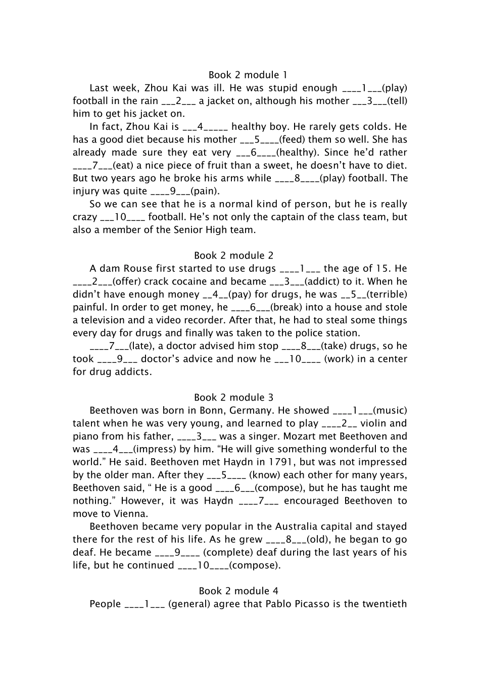 外研版高中必修教材1至5课文改编语法填空_第3页