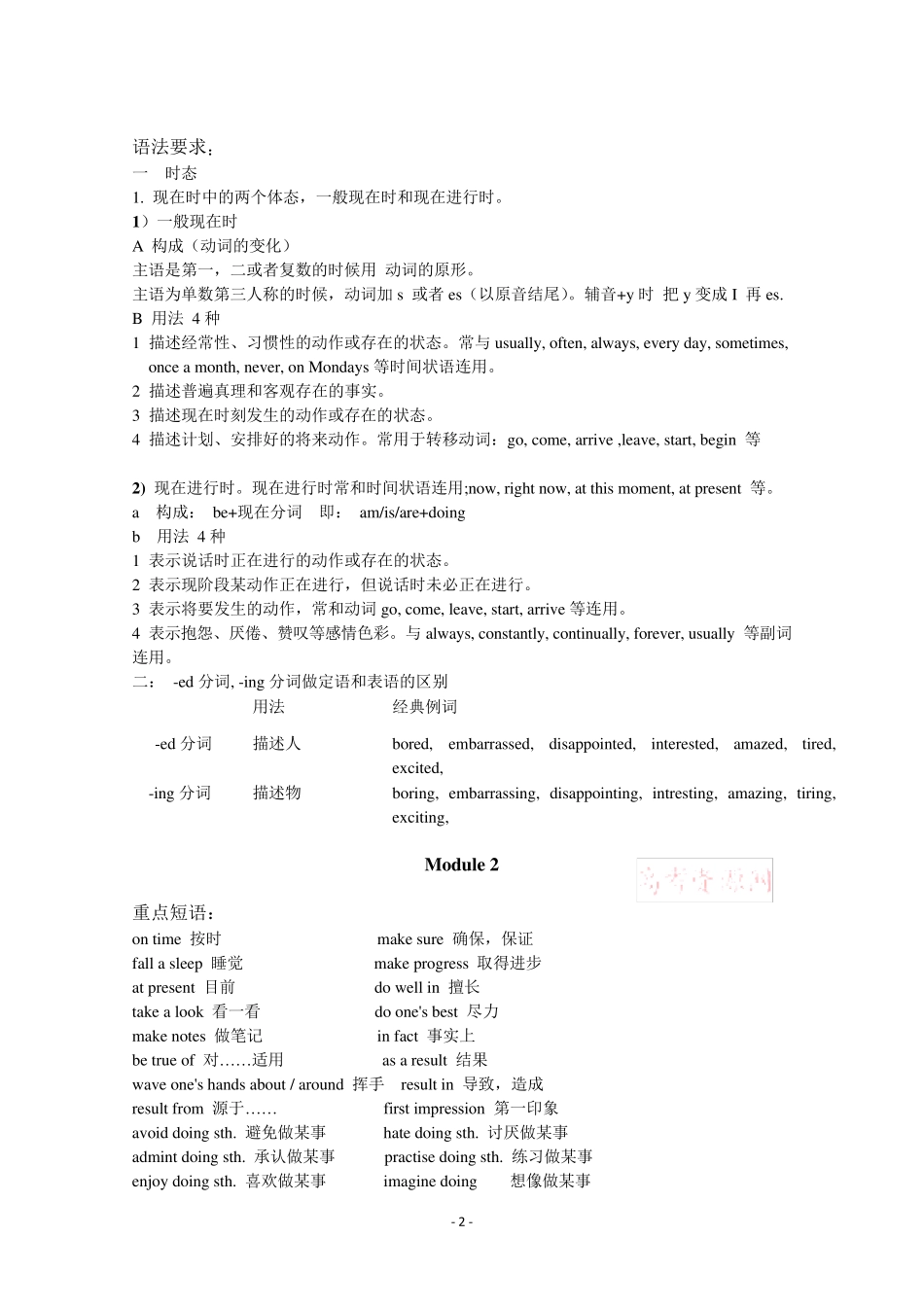 外研版高中英语必修1重要知识点归纳_第2页