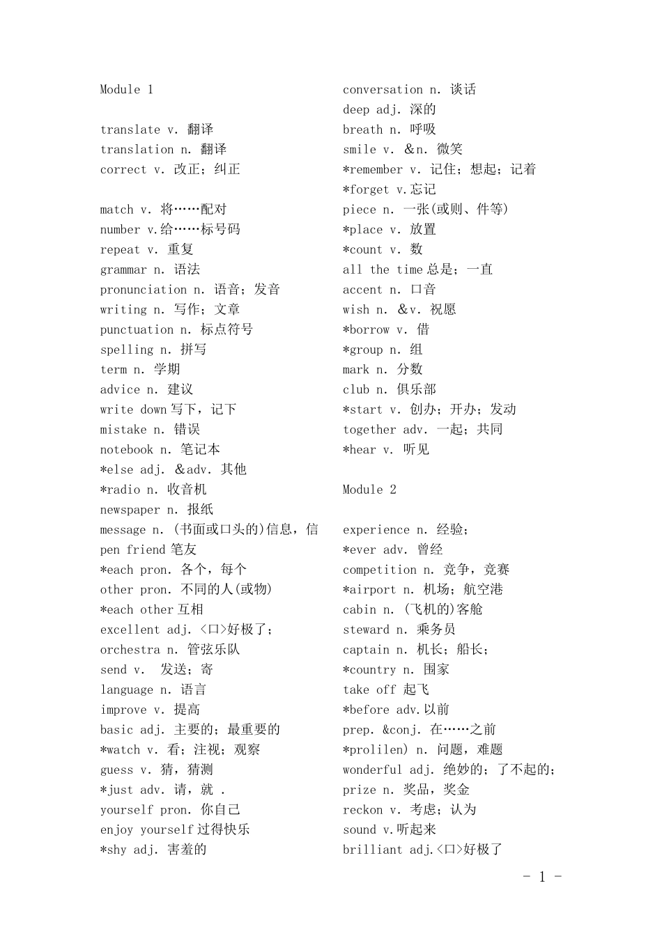 外研版：八年级上册英语单词表_第1页