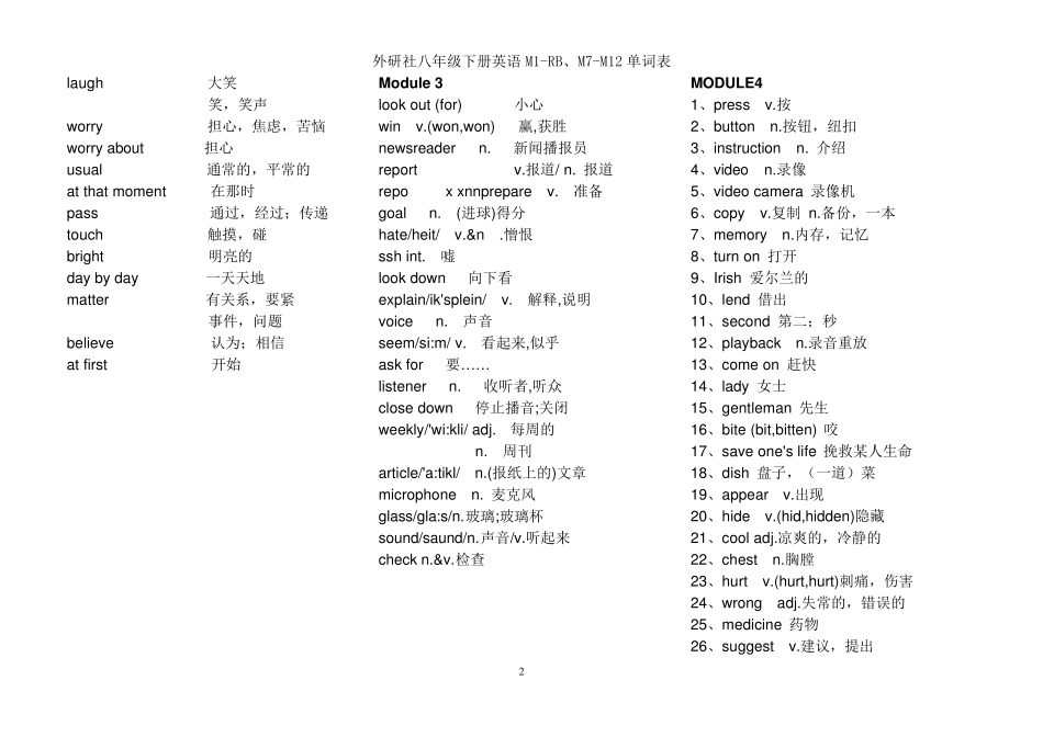 外研社八年级下册英语单词表_第2页