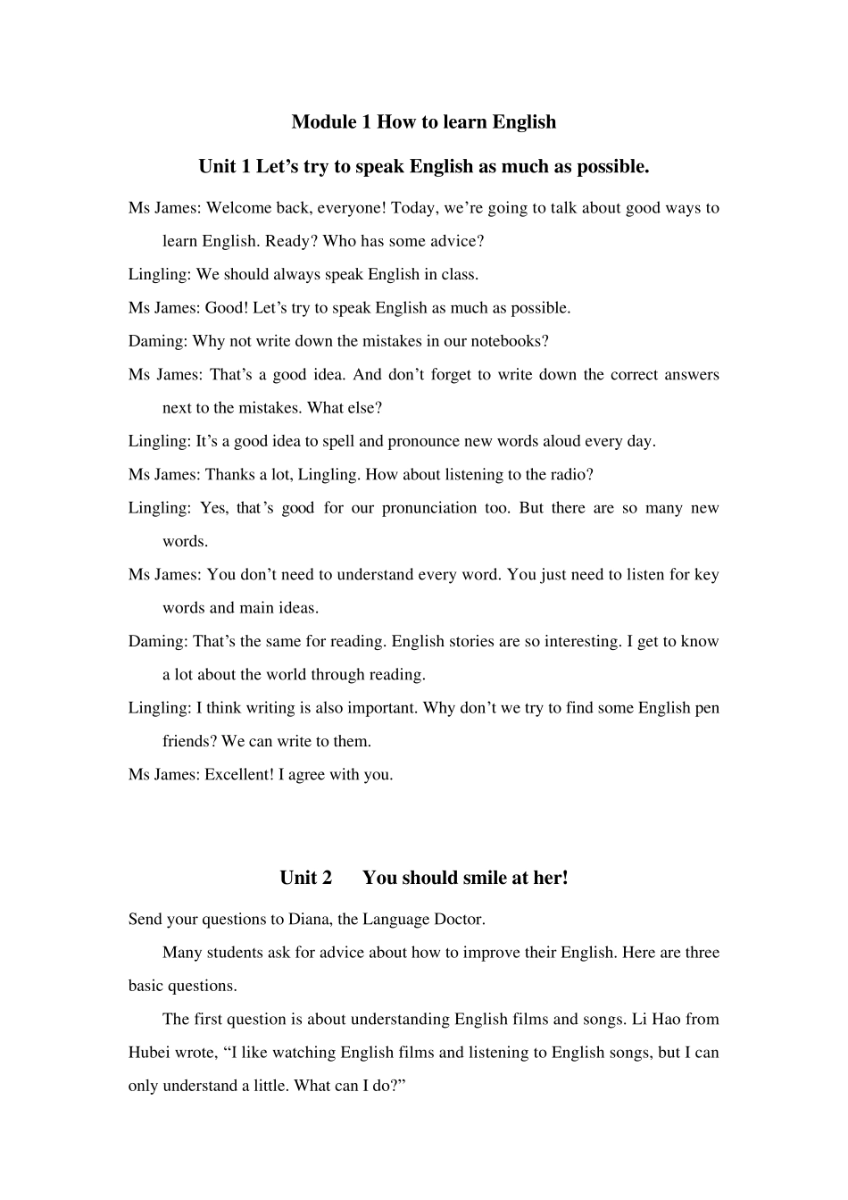 外研社新标准八年级上册课文原文_第1页