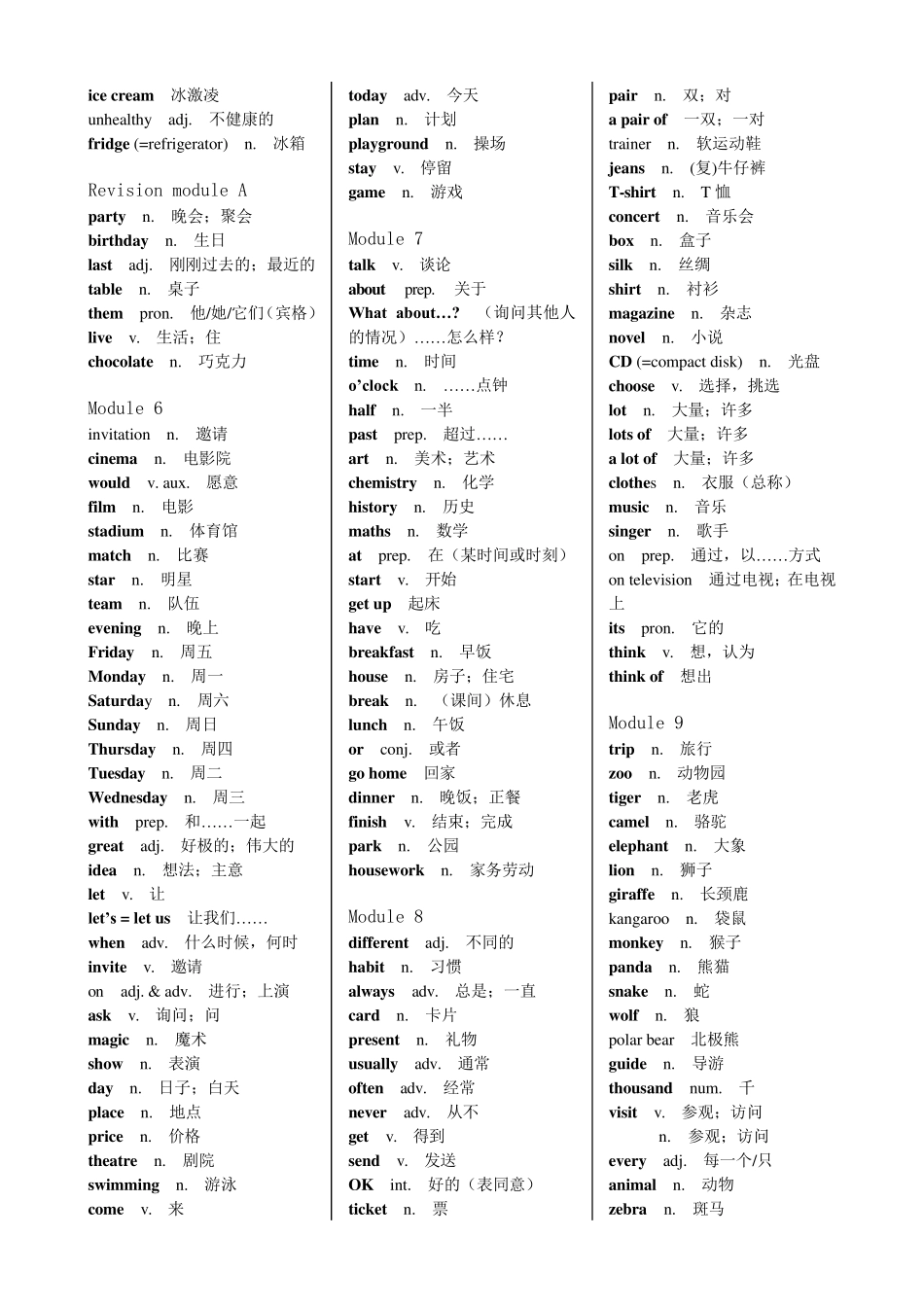 外研社版初中英语初一全册教材单词表_第2页
