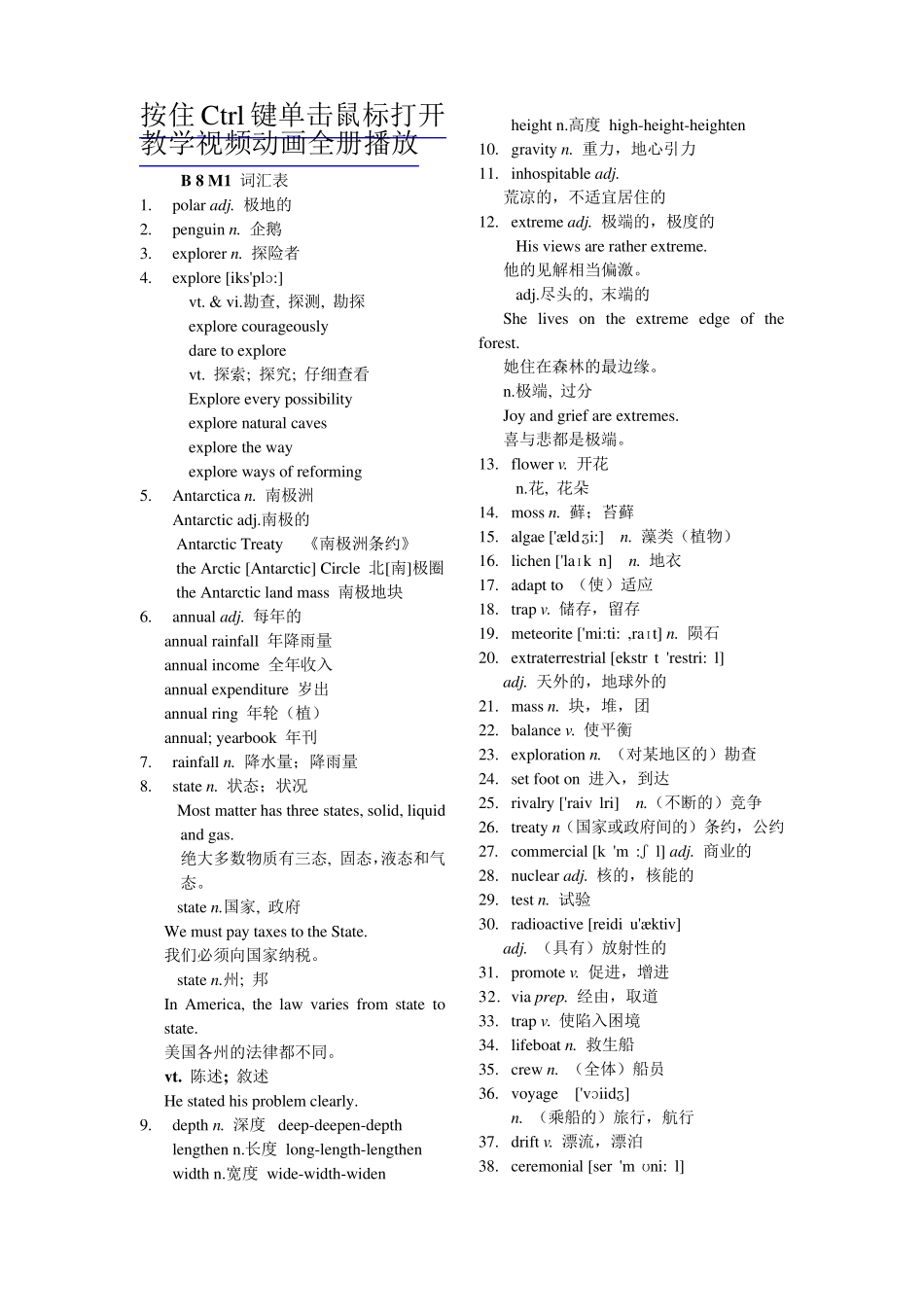 外研社高中英语选修8_单词表_第1页