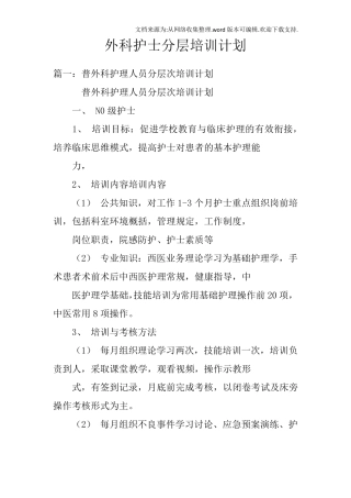 外科护士分层培训计划