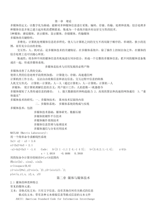 多媒体技术知识点总结(考试突击必备)